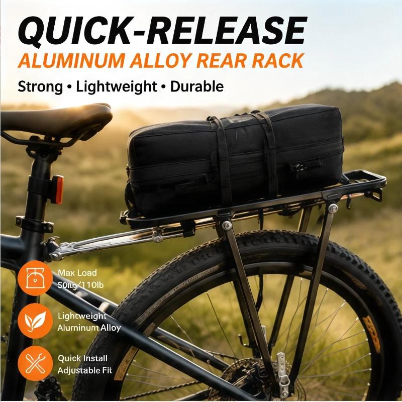 Прочный быстросъемный алюминиевый велосипедный задний багажник, регулируемый, для перевозки тяжелых грузов, для велопутешествий, поездок на работу