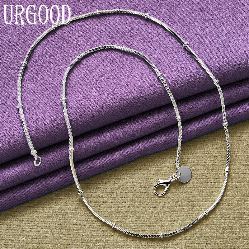 Ювелирные изделия из стерлингового серебра 925 пробы, 2 мм, 18/20 дюйма, цепочка в виде змеи из бисера