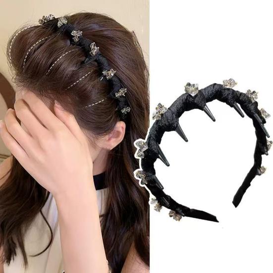 Женская повязка на голову, блестящие стразы, яркий цвет, тканевая обертка, обруч для волос, противоскользящие зубчики, аксессуары для волос