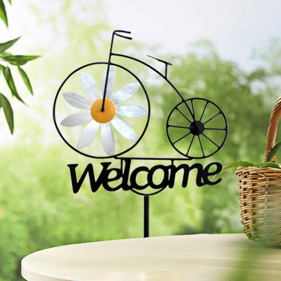 Садовая ветряная мельница, железная вертушка в стиле велосипеда с приветственным знаком, стойка для уличной ветряной мельницы