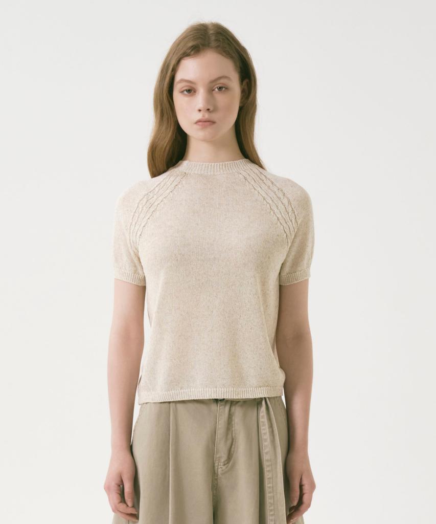 OCCUR Hanji Cooling Round Short Sleeve Knit, Oatmeal