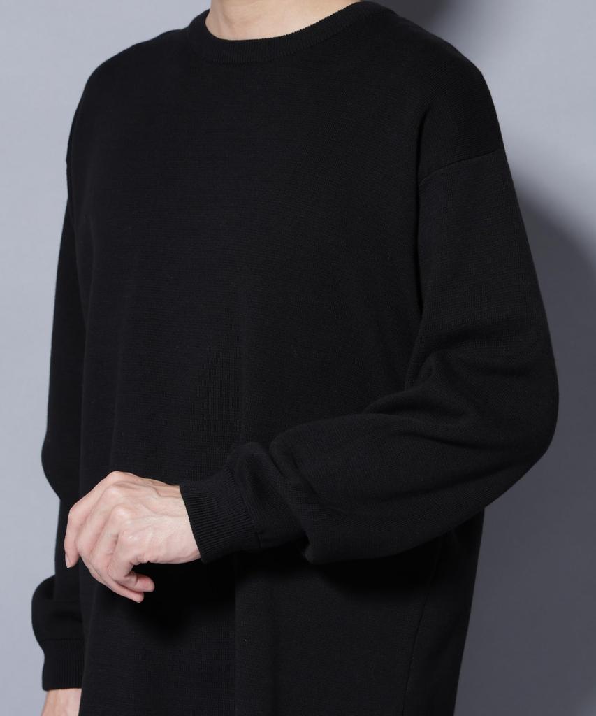 Nano Universe Milano Rib Wide Crew Neck Size Knit, Men's, M, 010, Black, 672-5222216