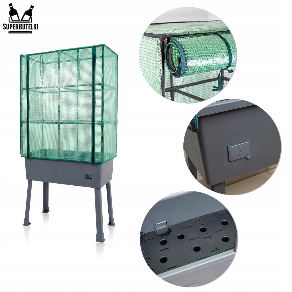 Balcony greenhouse 80x40x163 cm with foil