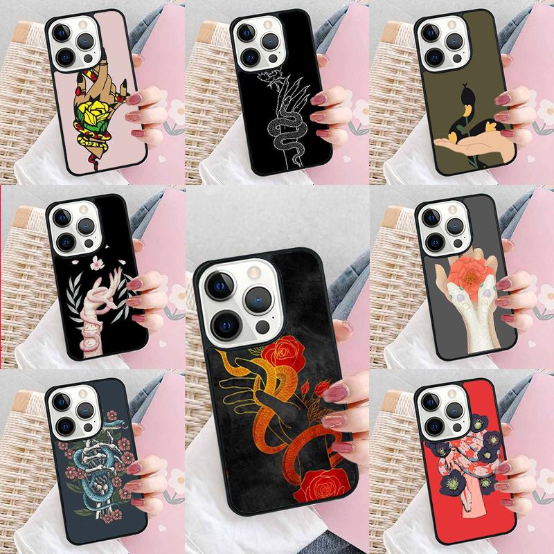 Чехол для телефона с рисунком Рука Змея Цветок Для iPhone 17 Air 15 16e 14 13 Pro Max Coque 12 11 Pro Max PLUS чехол