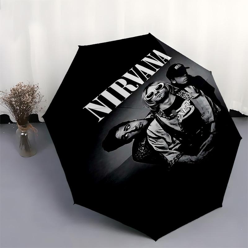1pc Nirvana Kurt Cobain Automatic Open,Windproof, Compact Travel Umbrella, Gift for Birthday, Christmast93093