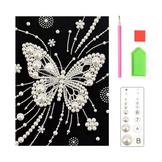 Набор для 3D-рисования жемчугом DIY Искусство и поделки из искусственного жемчуга для взрослых Мозаичная настенная живопись Картина с жемчугом и стразами в виде бабочки для декора дома и спальни