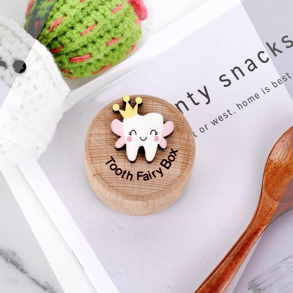 Tooth Box For Girls Cute Carved Wooden Box With 3D Tooth Stores Lost Teeth For Kid Souvenir Tooth Dropped Keepsake Colored Storage Gift Box