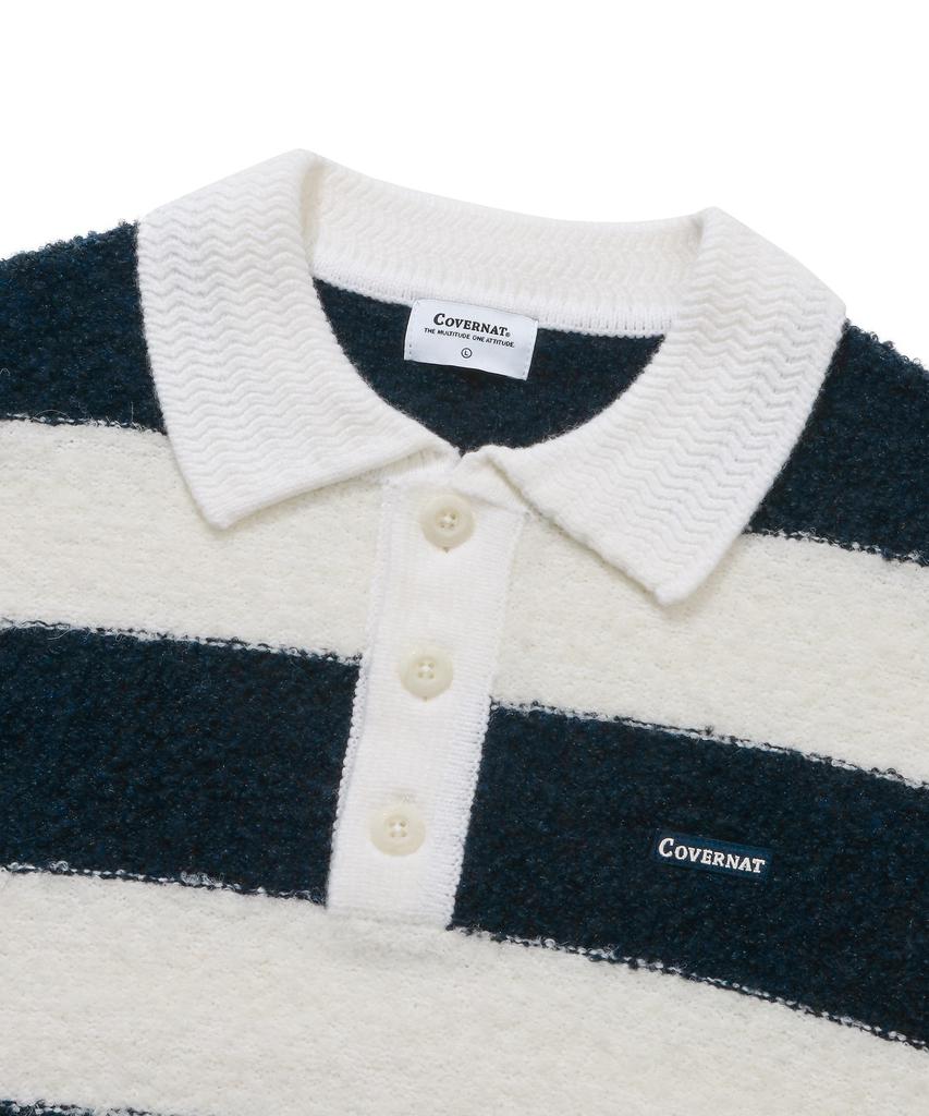 COVERNAT Boucle Yarn Rugby Knit Dark Navy
