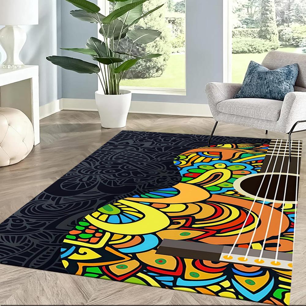 Electric Guitar In Flames Floor Mats for Living Room, Bedroom and Room Decoration Are Suitable for Gifts.