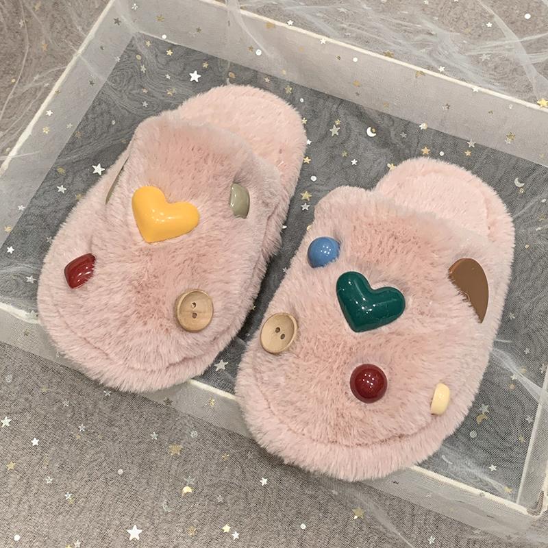Детские тапочки для дома Sweet Heart для девочек зимние меховые тапочки мягкие пушистые универсальные детские модные повседневные туфли на плоской подошве тренд