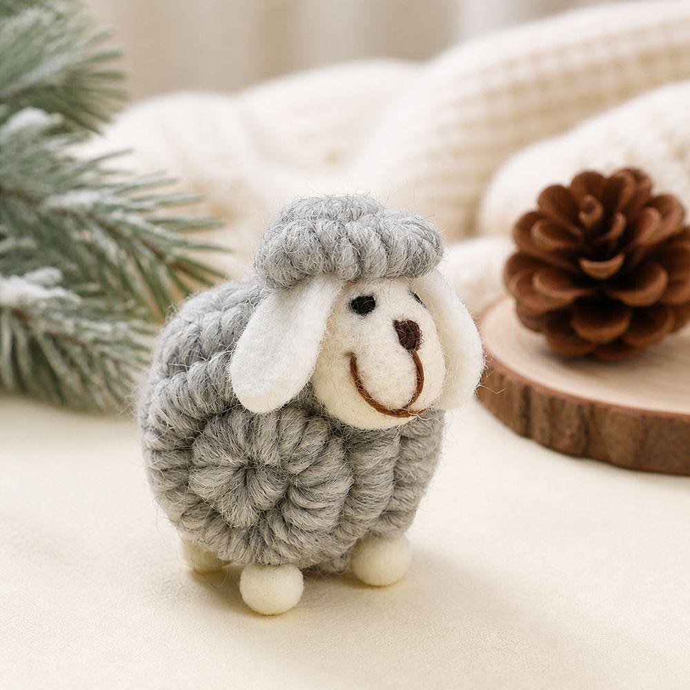 Wool Felt Christmas Sheep Figurine Soft Cartoon Sheep Doll New Mini Sheep Statue  Home Decor