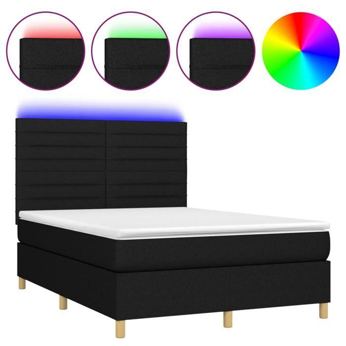 VidaXL Slat Bed Base with Mattress and LED, Upholstered Bed, Double Bed, Adult Bedroom Interior Bed, 3135519