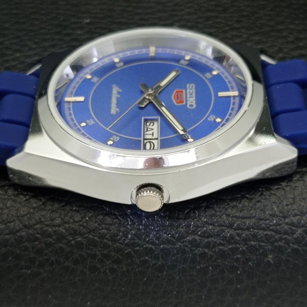 ВОССТАНОВЛЕННЫЕ ВИНТАЖНЫЕ МУЖСКИЕ ЧАСЫ SEIKO 5 AUTOMATIC JAPAN С СИНИМ ЦИФЕРБЛАТОМ a434683-2