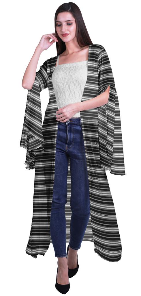 Moomaya Пляжная накидка с открытым передом из принтованного жоржета и разрезами на рукавах