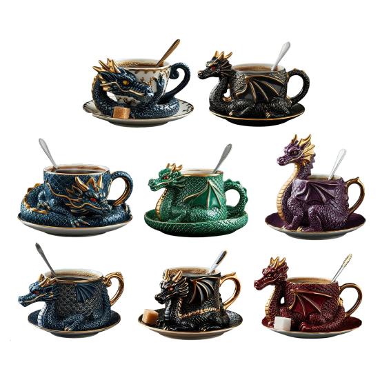 Кофейная кружка в форме дракона, сделанная вручную из смолы, коллекционная, мифическое существо в стиле дракона, декор для кухни