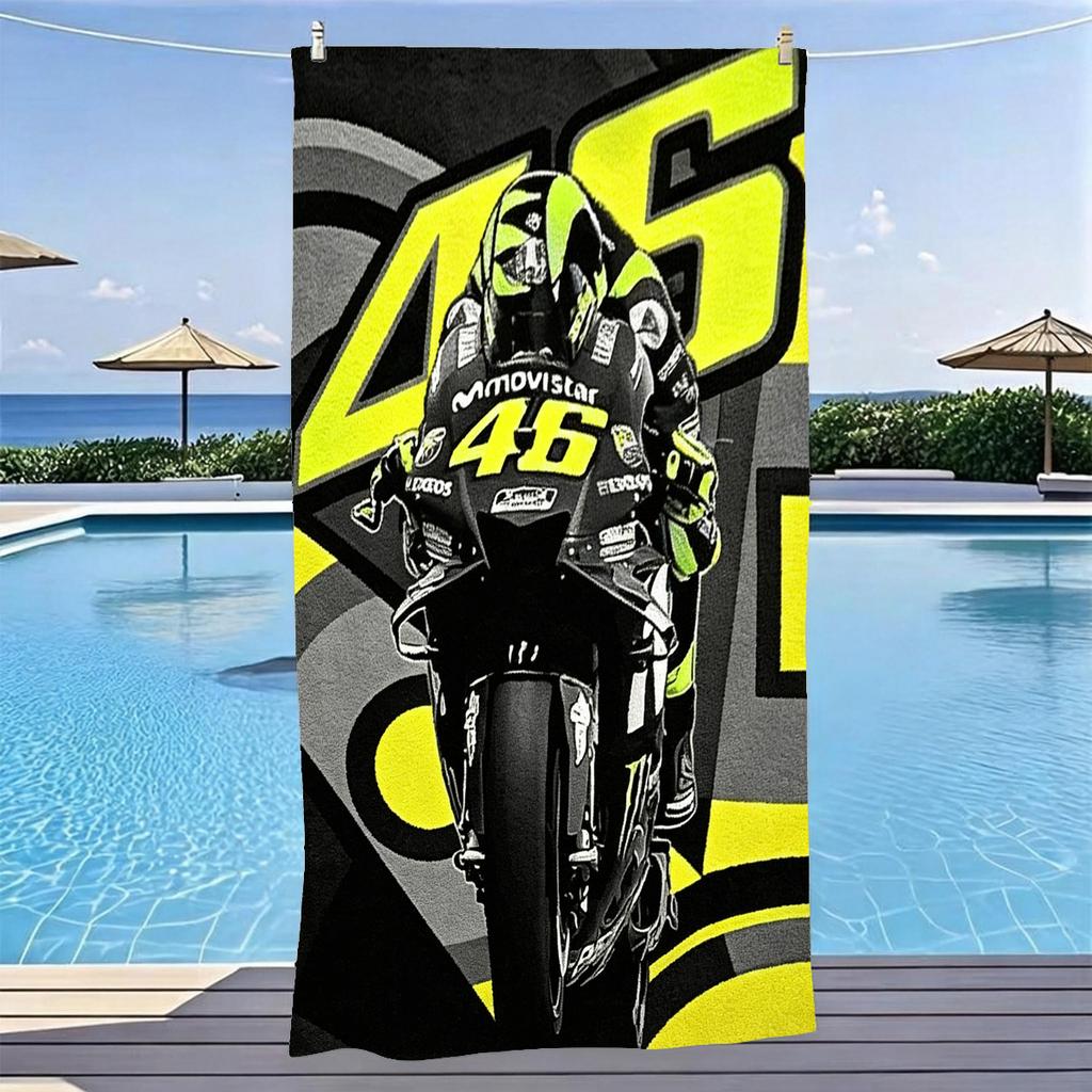 1 шт. Valentino Rossi VR46 Moto GP Пляжное полотенце Микрофибра Быстросохнущее Без песка Большое Спортивное полотенце для спортзала Для плавания На открытом воздухе