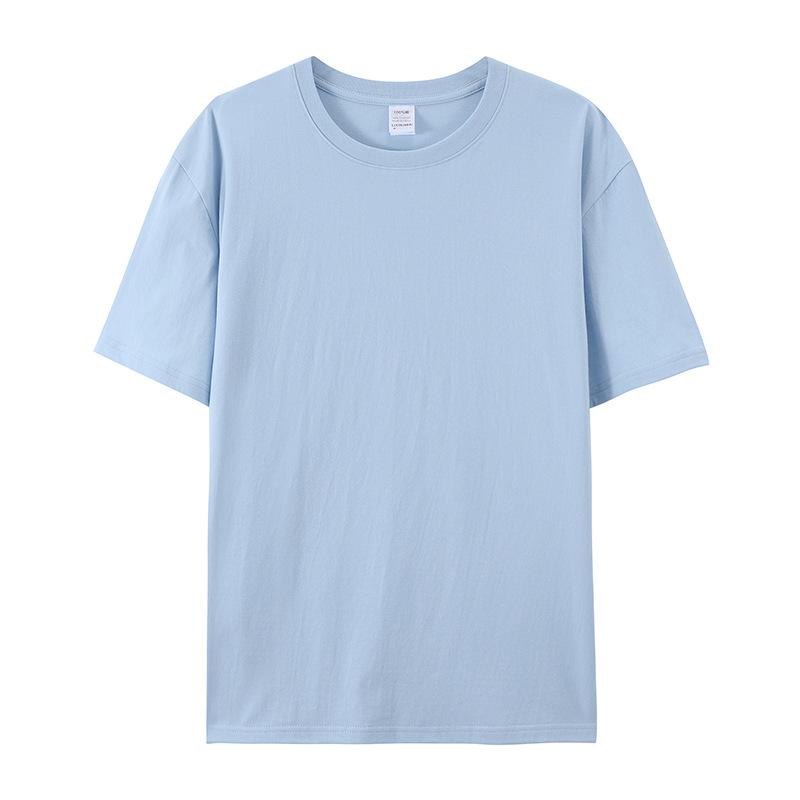 Cotton Short-sleeved T-shirt Men's Fashion Trend Black and White Clothing T-shirt Summer Men's and Women's Shirts with Pure Color Simple Match