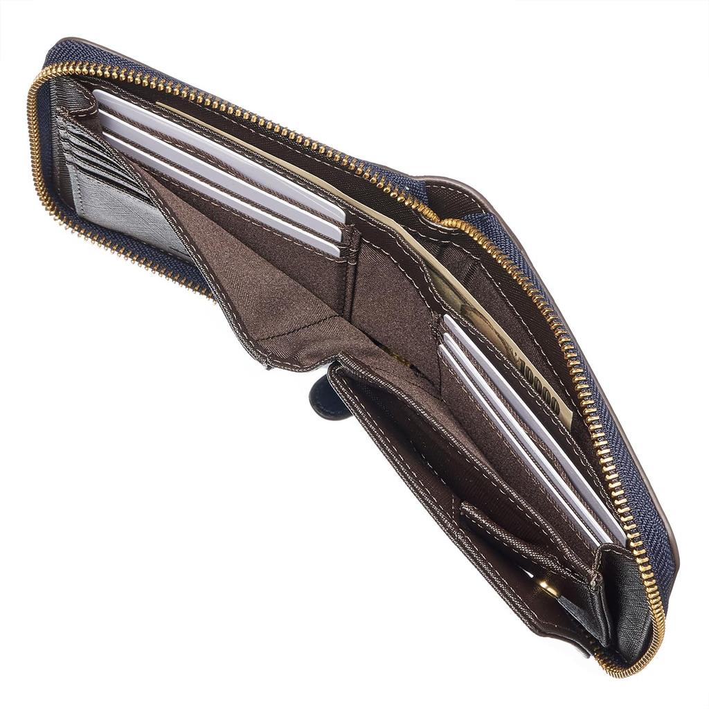 CHRISTIAN BELETT Montalcino Bifold Made with Italian Tuscan Cowhide Crocodile Round Design Men's Wallet, Leather, Embossed, (Nero Black)