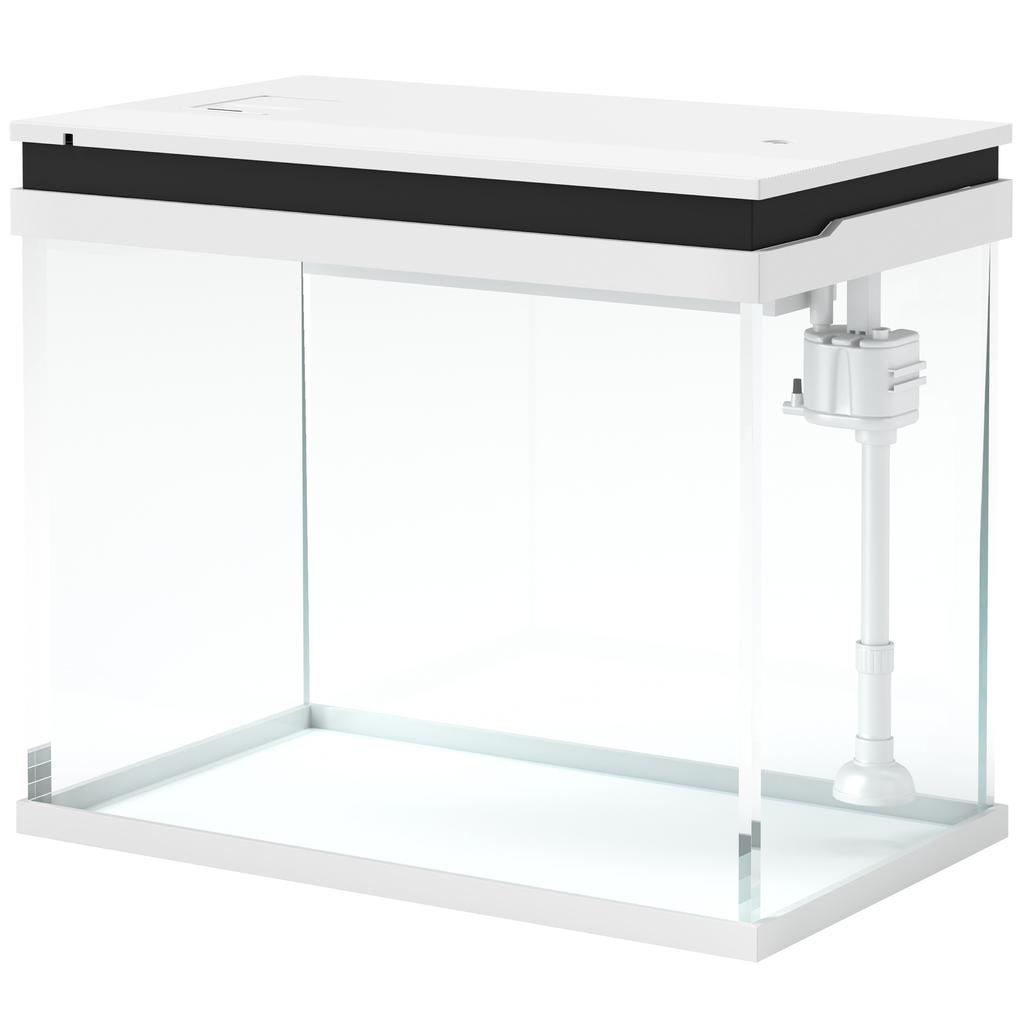 41 Liter Glass Aquarium with Filter System, LED Lights, Water Pump, for Various Fish Species, White