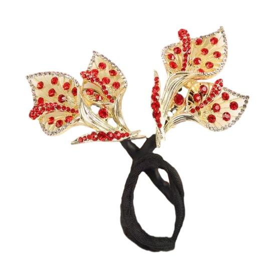 Hair Clip Peacock Phoenix Calla Shape Shiny Rhinestones Inlaid Hair Claw Hand-Embroidered Bun Maker