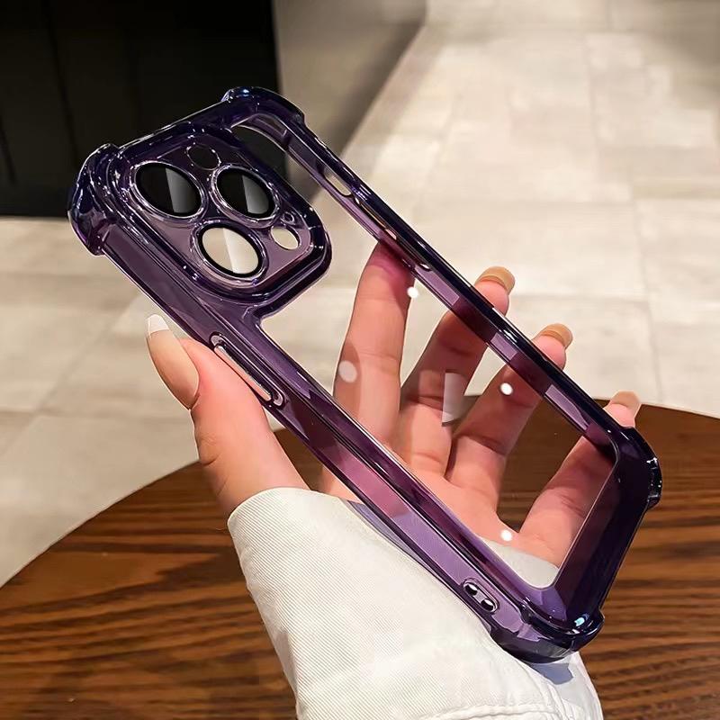 Роскошный противоударный прозрачный чехол для телефона для iPhone 14 13 12 Pro Max, силиконовый бампер, прозрачный с защитной пленкой для объектива, жесткая задняя крышка