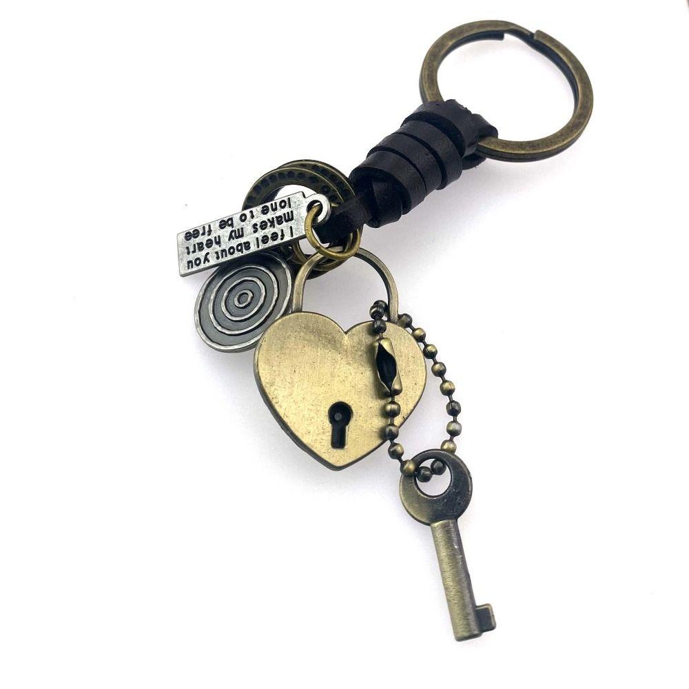 Ручная вязка подвеска в стиле панк-замок цинковый сплав луна автомобильный брелок для ключей женщина леди девушка