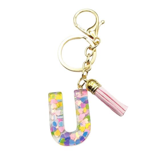 Красочный акриловый брелок с розовыми кистями, декор, буквенная чашка, кулон, брелок для ключей, украшение для бутылки с водой, подарок на день рождения