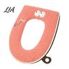 Winter Warm Toilet Seat Cover Zippered with Handle, Soft Jacquard Suede Hygienic Lifter Mat, Cartoon Pattern Washable Bathroom Pad for Most
