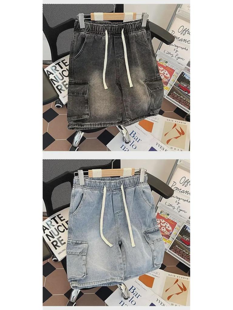 Men's Casual Loose Fit Drawstring Denim Shorts