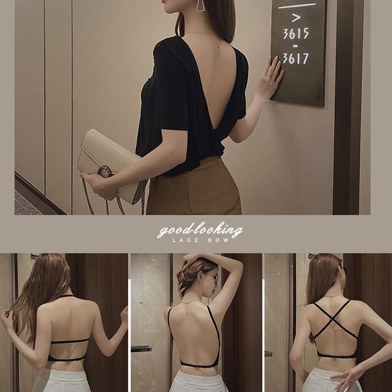 FINETOO Women U-shaped Beautiful Back Bra Seamless Wireless Underwear Backless Bra Push-up Tank Tops