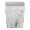 Faux Marble Wastebasket Open Top Trash Bin Stylish Resin Square Design Non-Slip Base Ideal Bathroom Decor