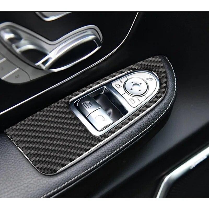 ABS Carbon Fiber Interior Moulding Trim Window Glass Lift Switch Sequins Frame For Mercedes Benz V Class W447 V260 2015-