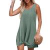 Polyester Splicing Aline Mini Dress With Twist Knot For Summer Beach Vacation Wear