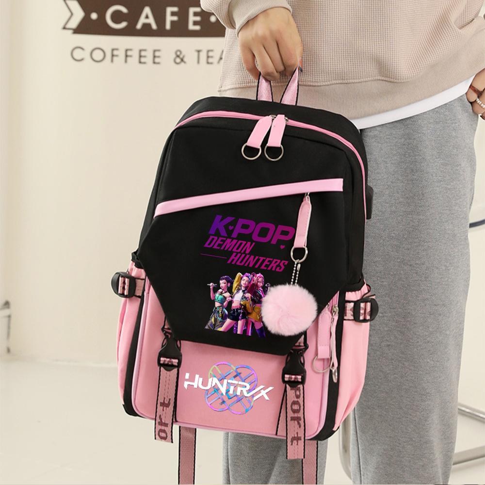 Милый Kpop Рюкзак с принтом Охотников на демонов Большой вместимости для подростка, студента, девочки, мальчика, школьный портфель, сумка для книг, детский подарок, женская водонепроницаемая дорожная сумка, Mochila