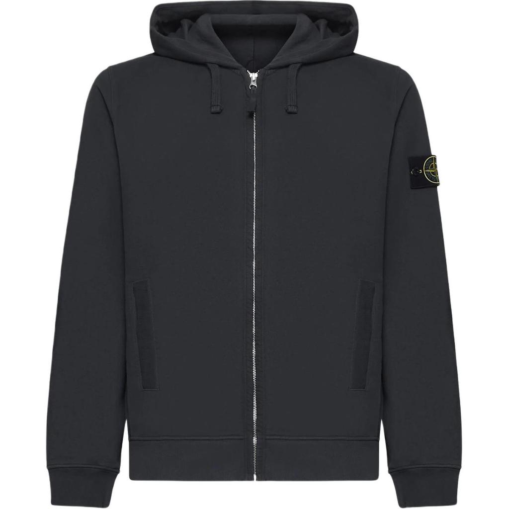 STONE ISLAND Solid Color Hooded Zip-Up Long Sleeve Jacket Men Jackets Lead-Gray 811563520-V0062