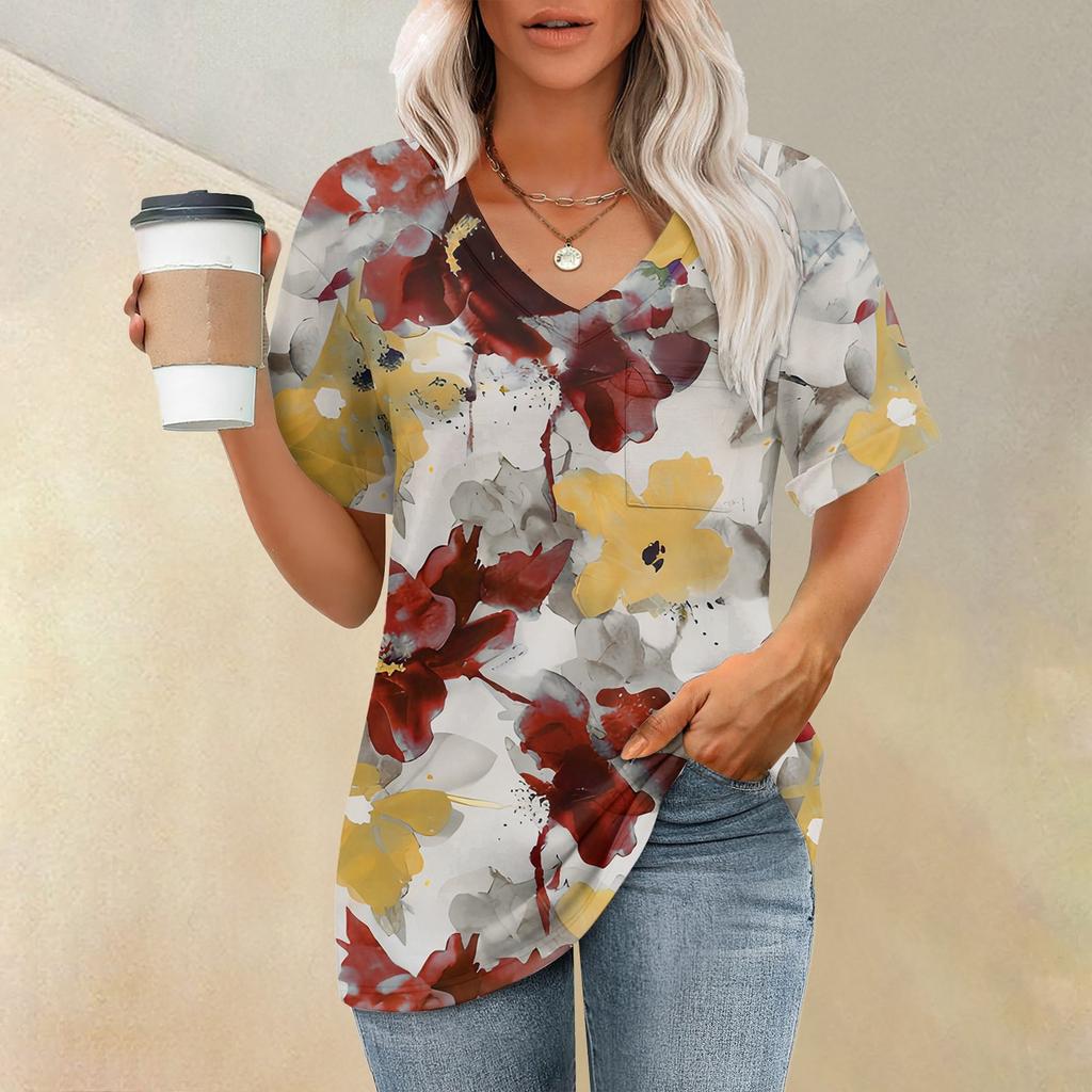 Женские футболки с V-образным вырезом и коротким рукавом, летние топы, повседневные базовые футболки, модные