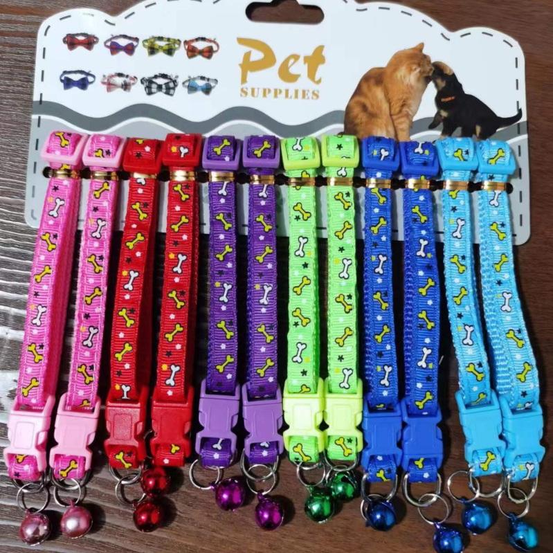 12Pcs Mix Colors Dog Cat Collars With Adjustable Buckle Bell Anti Lost Ideal For Indoor And Outdoor Pet Use