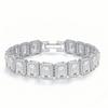 Luxurious 17cm Green Emerald Cut White Zircon Rhodium Plated Bracelet for Women