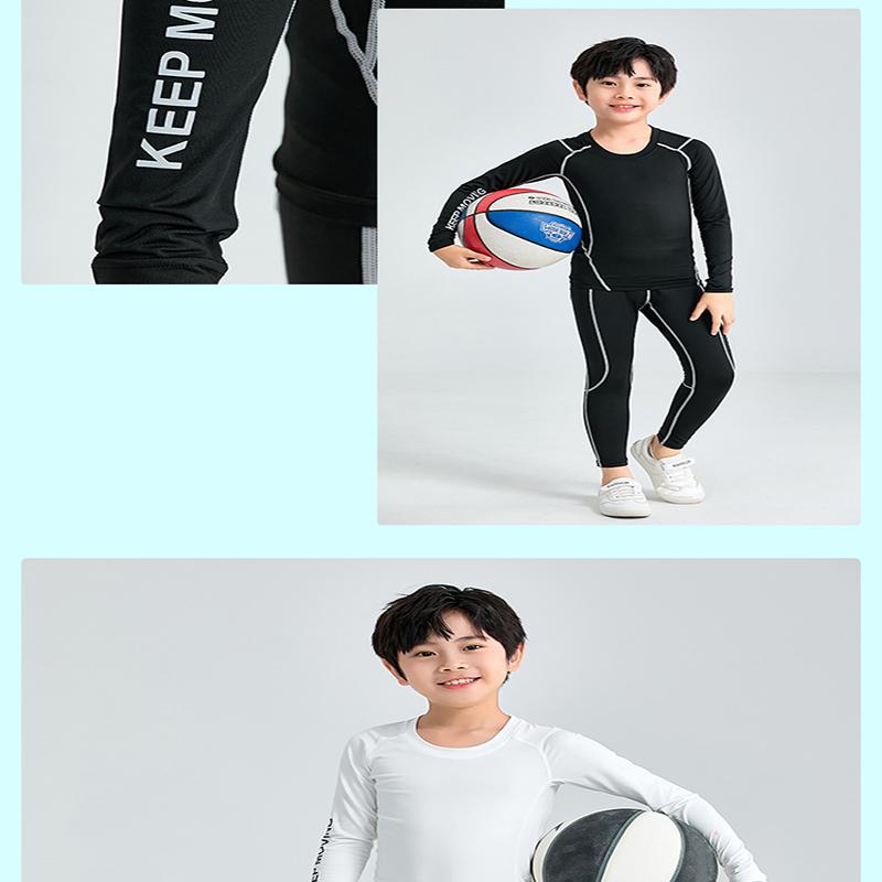 Boys Compression Tights Sets Running Training Fitness Sports Breathable Quick Drying Long Sleeve T-shirt