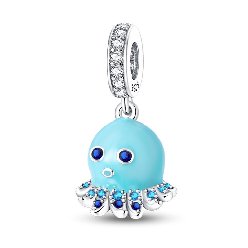 New Ocean Blue Sea Turtle Dangle Bead Fit Original Charms Copper Bracelet Diy Women Jewelry Summer Collection