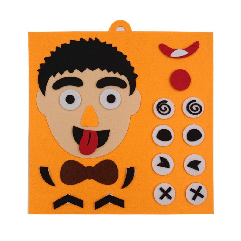 Puzzle Felt Non-woven Fabric Early Childhood Education for Children Manual DIY Cognitive Facial Expression Stickers TMZ