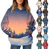 Women's Fashion Long Sleeve Pullover Christmas Snowman Snowflake Print Hooded Pocket Sweatshirt