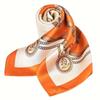 27.5" Chain Printed Square Scarf Elegant Thin Breathable Decorative Neck Scarf Orange Windproof Headscarf For Women