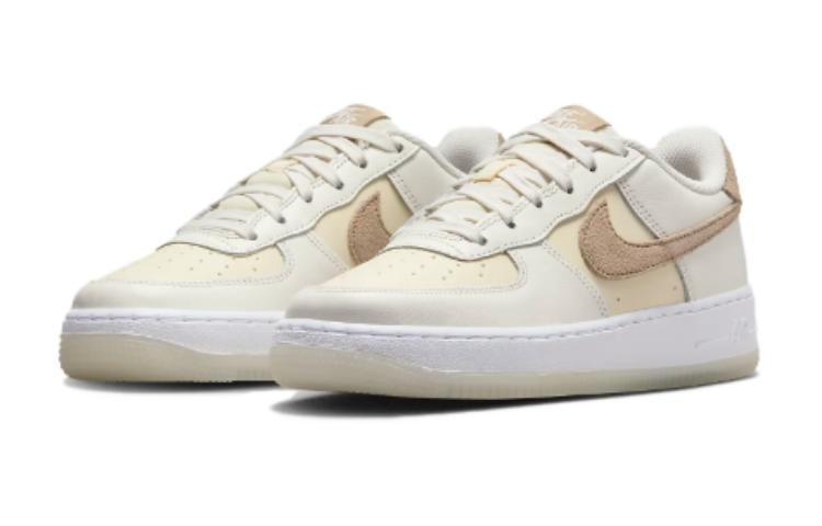 Nike Nike Air Force 1 Нескользящие Износостойкие Низкие Кеды для Скейтборда Бежевые Детские HF5349-100