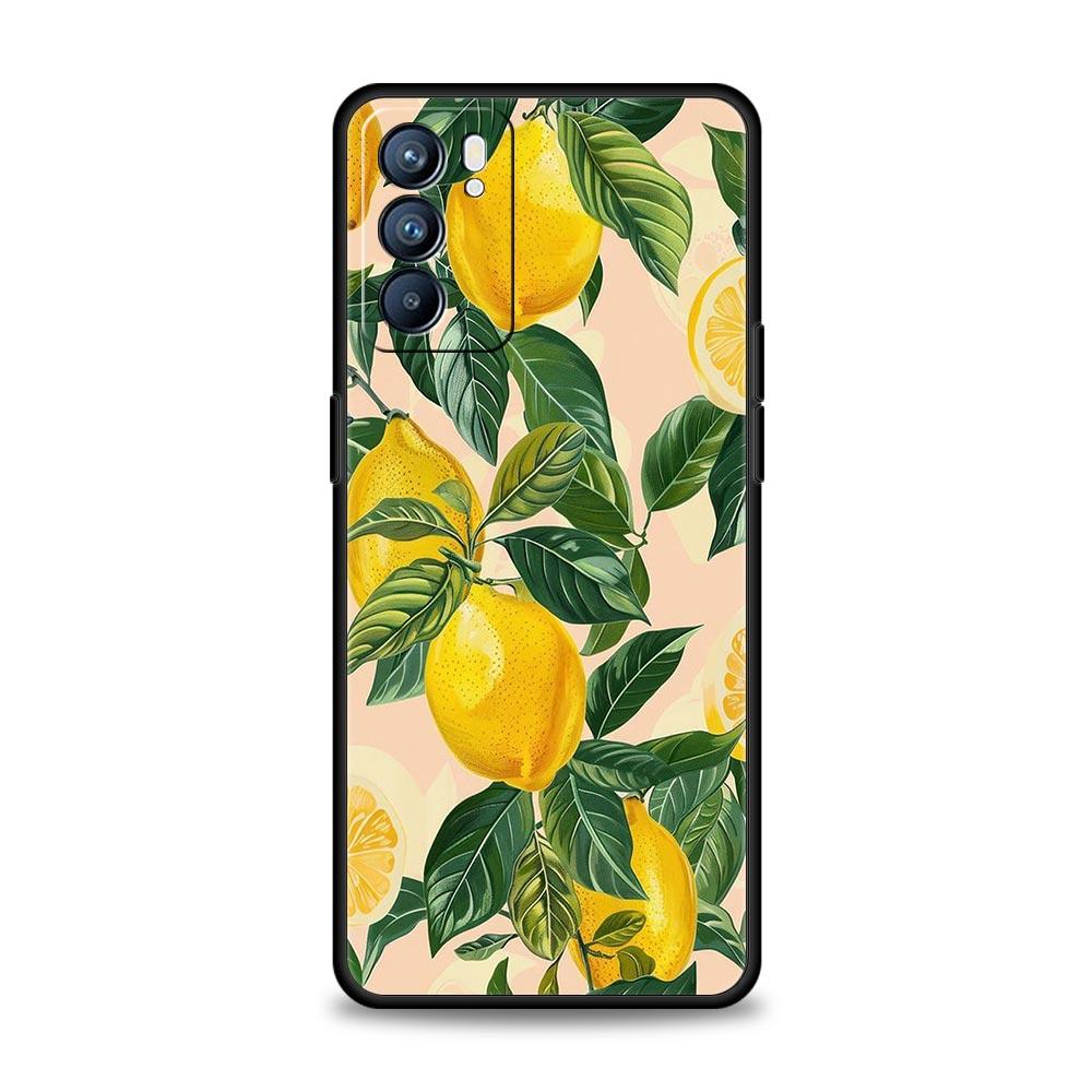 Летний чехол для телефона с принтом лимона и свежих фруктов Для Oppo Reno 13 12 11 10 7 F Find X5 X6 A98 A80 A79 A78 A57 A54 A31 A17 Pro Мягкий ТПУ