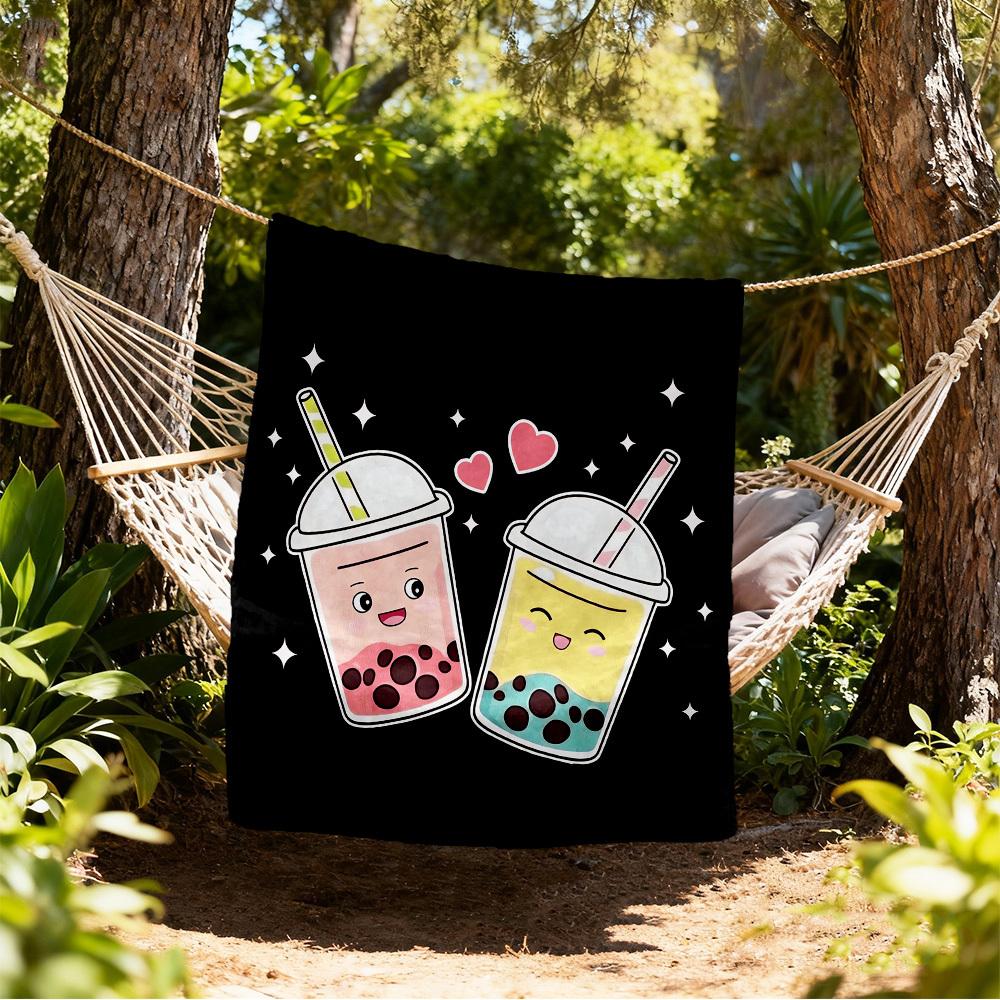 Bubble Tea Outdoor Flannel Blankets, Outdoor travel, Home Blankets, Fan Gifts,Suitable for All Seasons, Christmas Gifts. R1127094