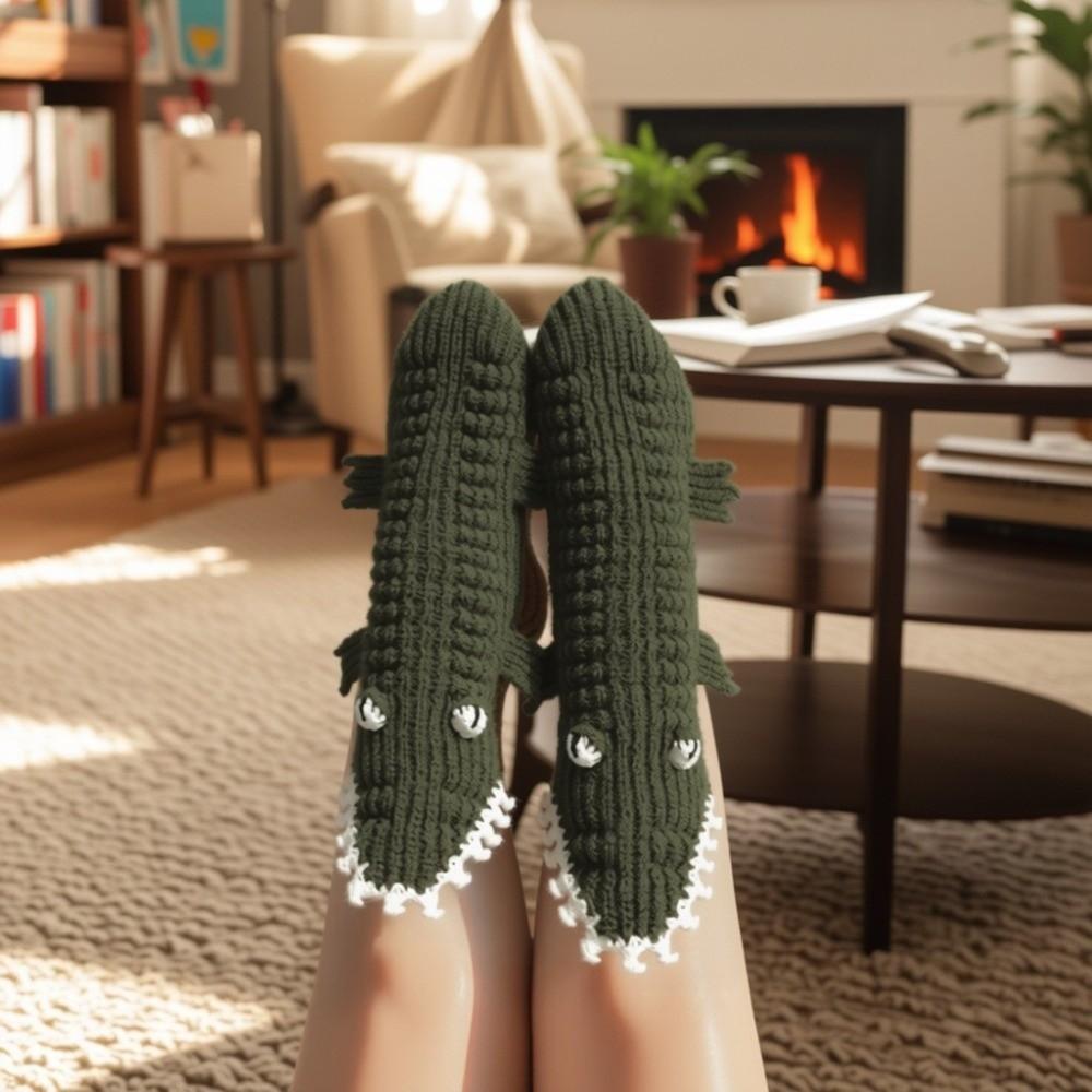 Unisex Crocodile Socks Knitted Funny Socks Creative Novelty Animal Socks Christmas