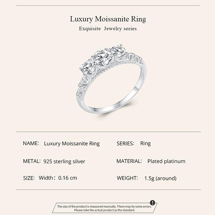 BAMOER 1.1CT Round Moissanite 14K Gold Plated Ring for Women D Color VVS1 EX Lab Diamond Engagement 925 Sterling Silver Ring
