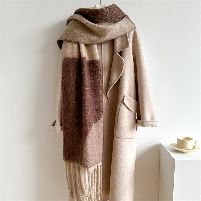 Autumn And Winter European And American Style Imitation Cashmere Classic Geometric Tassel Thickened And Lengthened Versatile Outdoor Scarf