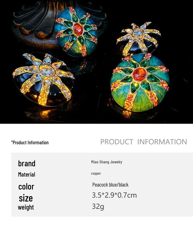Элегантные серьги-пусеты из перегородчатой эмали: Ретро придворный стиль, медь с золотым покрытием, универсальный темперамент с новым китайским дизайном.
